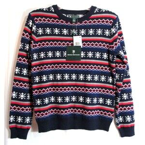 Brooks Brothers Navy Blue Snowflake Boy's Long Sleeve Sweater Size 14 Y NWT